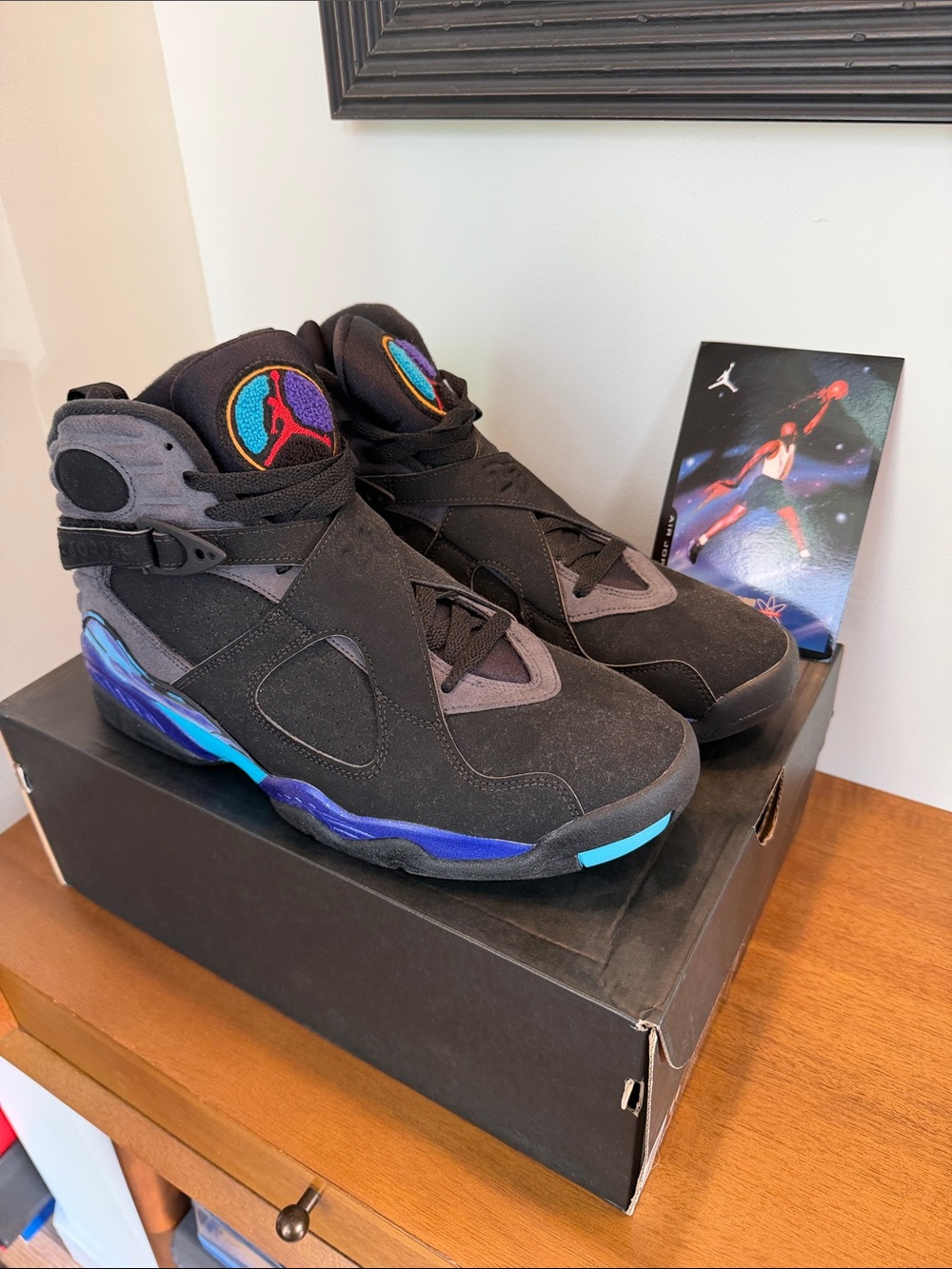 Air Jordan Retro 8 (2015) Black Purple Teal Basketball Shoes